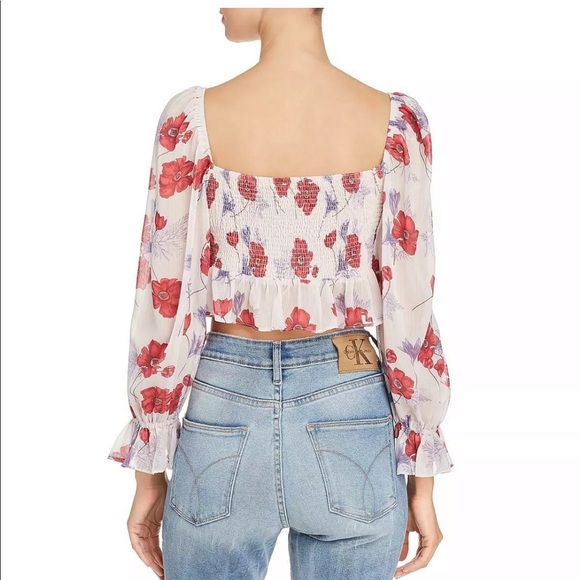 🎀SOLD🎀Revolve Front Tie Ruffle Floral Crop Top - Picture 5 of 7